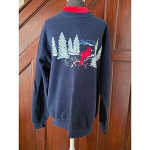 Vintage Pleasant Shade Navy Sweatshirt Red Cardinal LG Made In USA